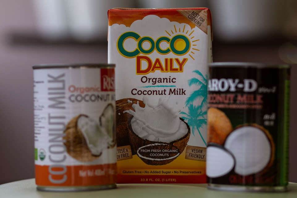 Проработка креветок и кокосового молока разных брендов